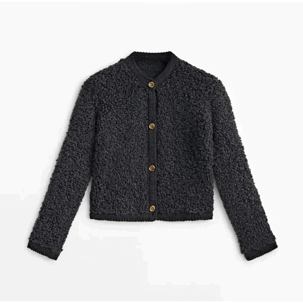 Women's Cardigan Jacket with Relaxed Cropped Fit and Button-Front - Image 1