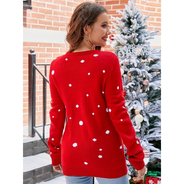 Women's Christmas Sweater with Crew Neck and Santa Graphic - Image 2