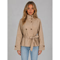 Women's Cropped Trench Coat Belted Double-Breasted - Image 1