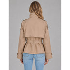 Women's Cropped Trench Coat Belted Double-Breasted - Image 2