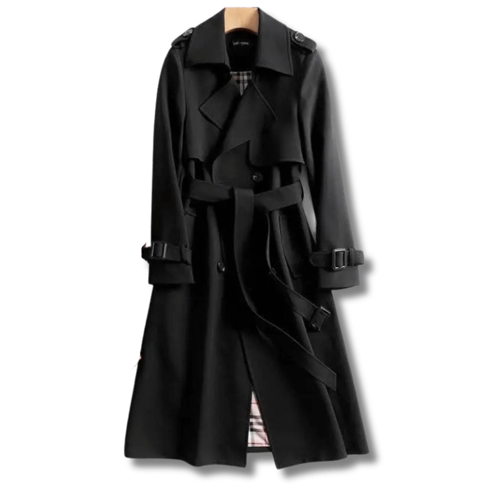 Women's Double-Breasted Trench Coat With Waist Belt - Image 3