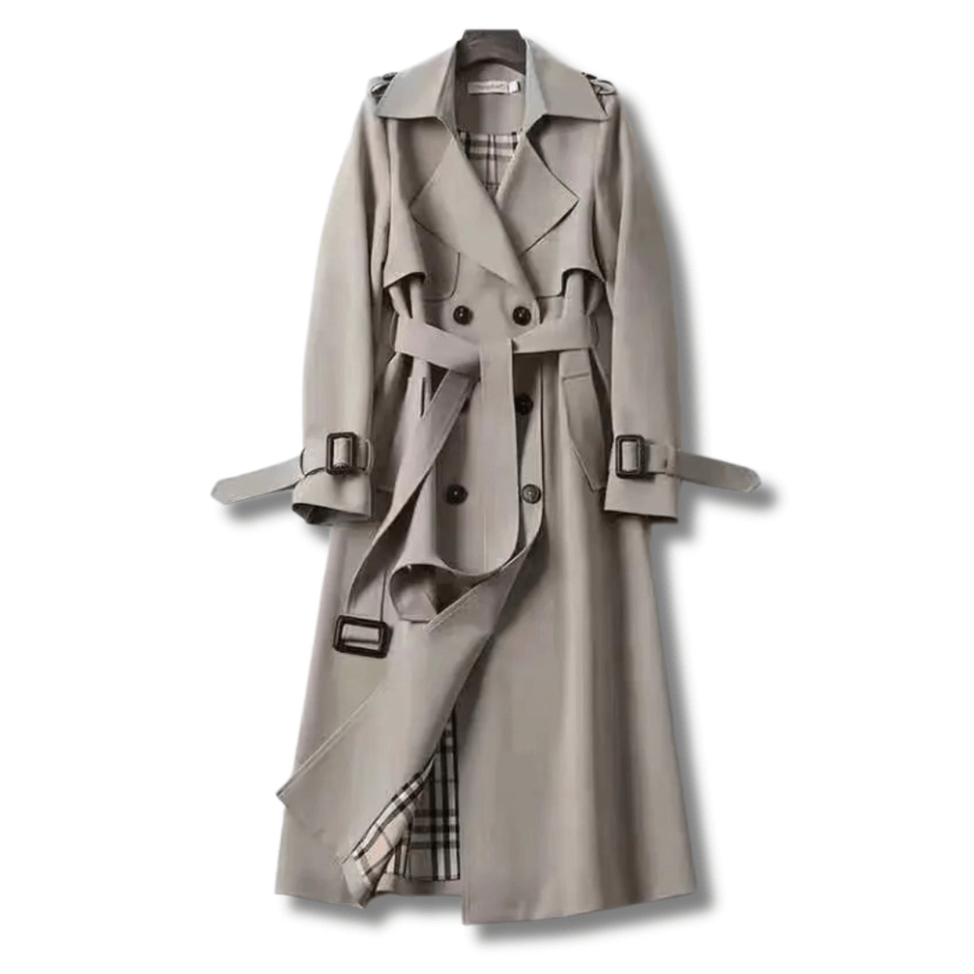 Women's Double-Breasted Trench Coat With Waist Belt - Image 4