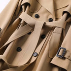Women's Double-Breasted Trench Coat With Waist Belt - Image 6