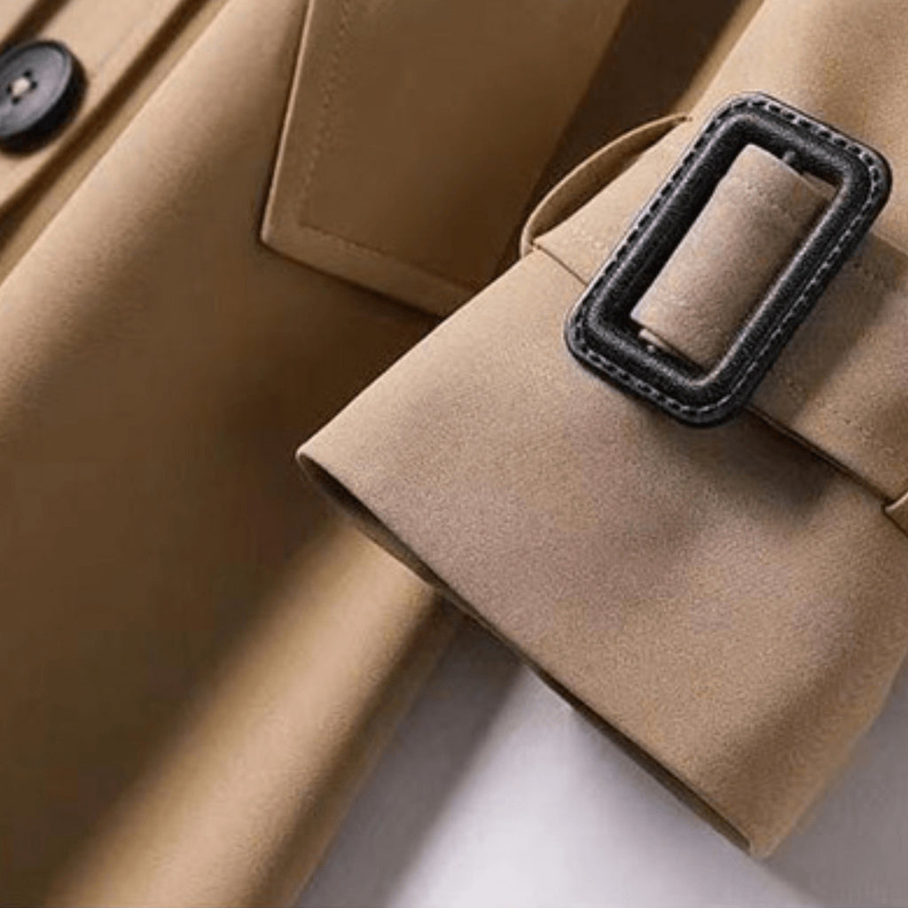 Women's Double-Breasted Trench Coat With Waist Belt - Image 7
