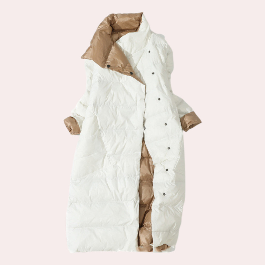 Women's Down Jacket with Reversible Coat and High Collar - Image 1