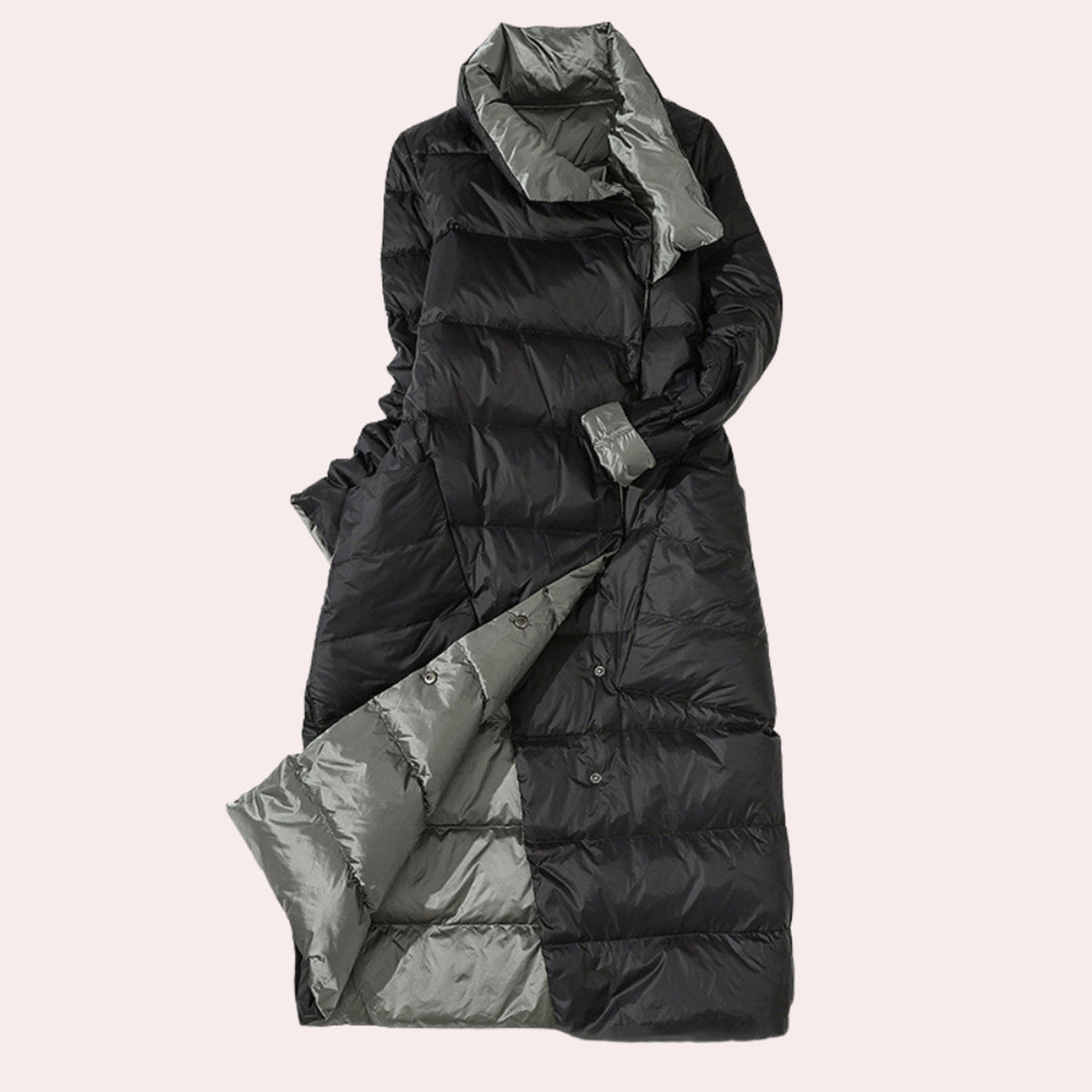 Women's Down Jacket with Reversible Coat and High Collar - Image 2
