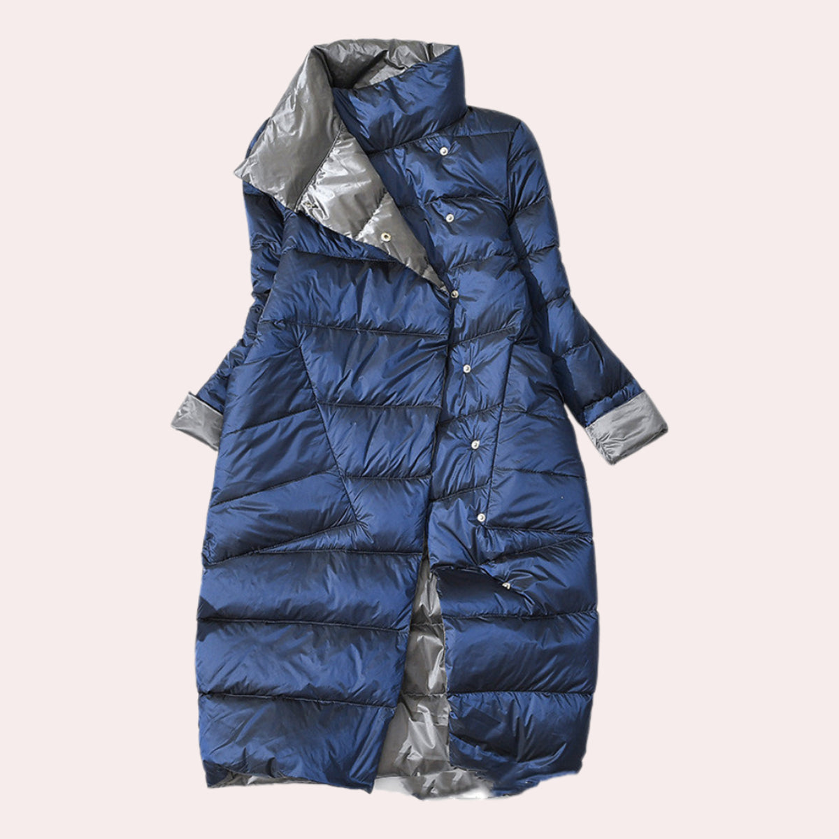 Women's Down Jacket with Reversible Coat and High Collar - Image 3