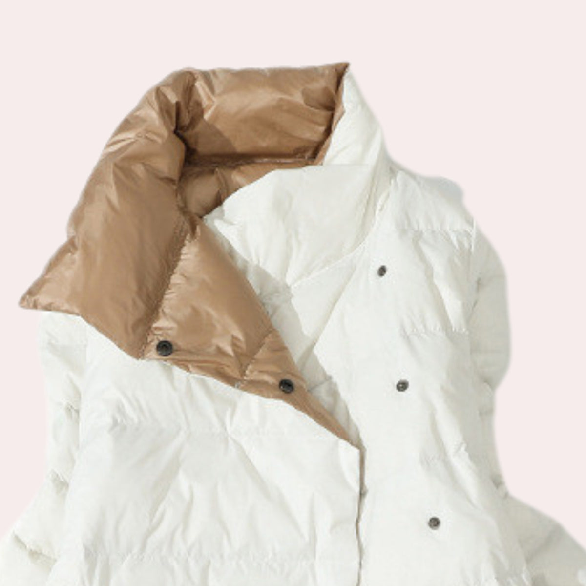 Women's Down Jacket with Reversible Coat and High Collar - Image 4