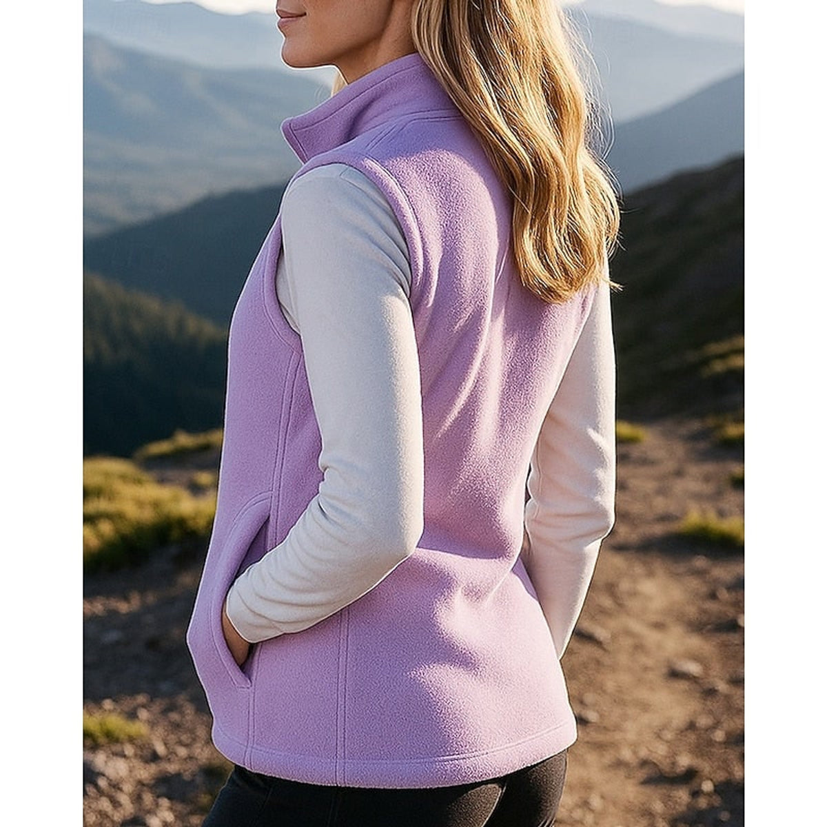 Women's Fleece Vest with Supportive Fitted Silhouette and Full Zipper - Image 2