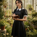 Women's Gothic Schoolgirl Halloween Costume Dress With White Collar And Iconic Aesthetic - Image 2
