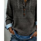 Women's Half-Button Collar Cable Knit Pullover Sweater - Image 6