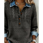 Women's Half-Button Collar Cable Knit Pullover Sweater - Image 7