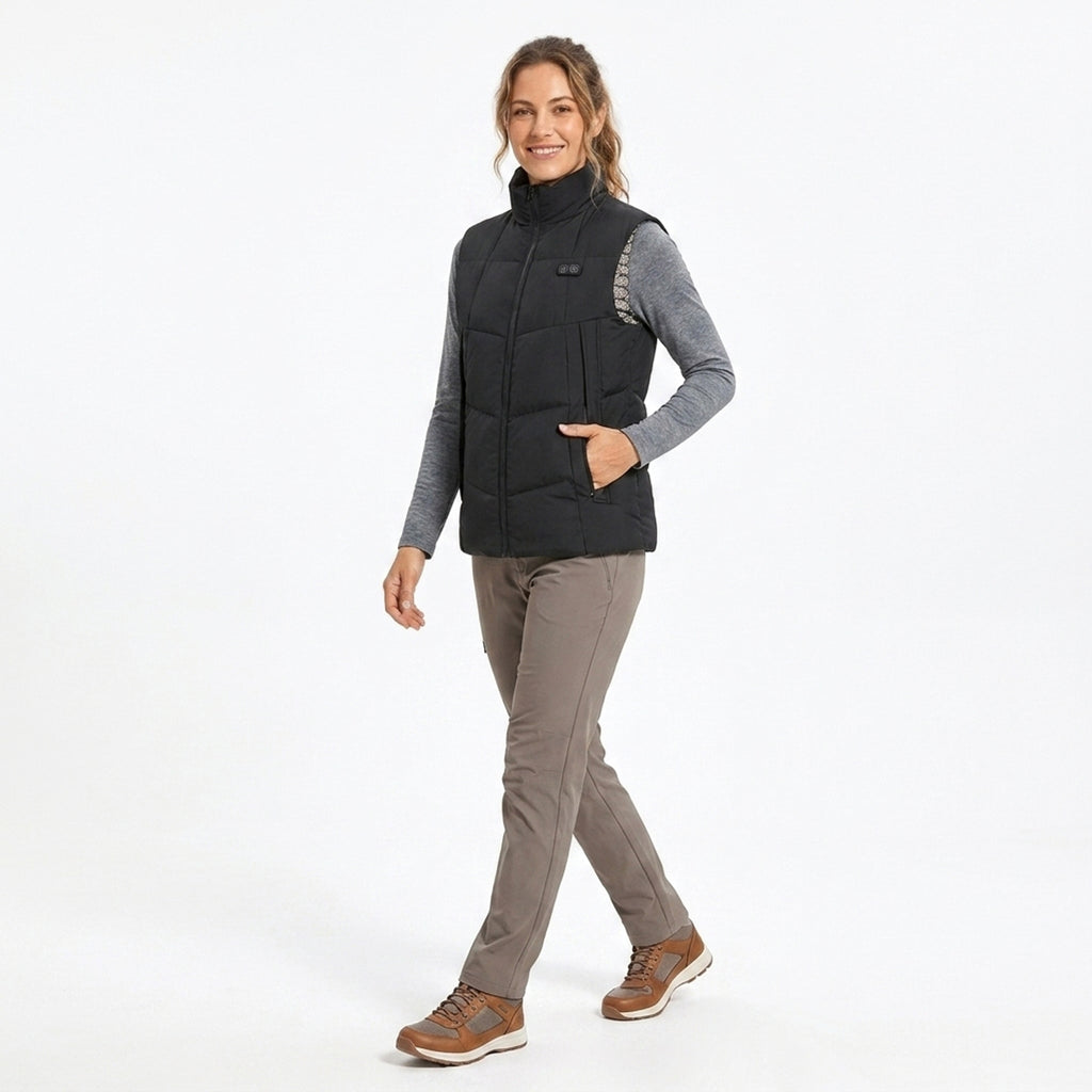 Women's Heated Apparel Puffer Vest With Full Zip Front Stand Collar And Chest Pocket - Image 2