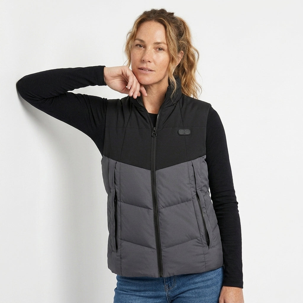 Women's Heated Apparel Puffer Vest With Full Zip Front Stand Collar And Chest Pocket - Image 6