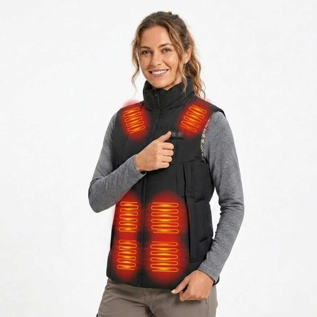 Women's Heated Apparel Puffer Vest With Full Zip Front Stand Collar And Chest Pocket - Image 1