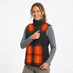 Women's Heated Apparel Puffer Vest With Full Zip Front Stand Collar And Chest Pocket - Image 1