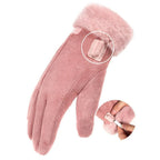 Women's Heated Gloves With Faux Fur Cuffs And Fleece Lining In A Five Finger USB Electric Winter Design - Image 3