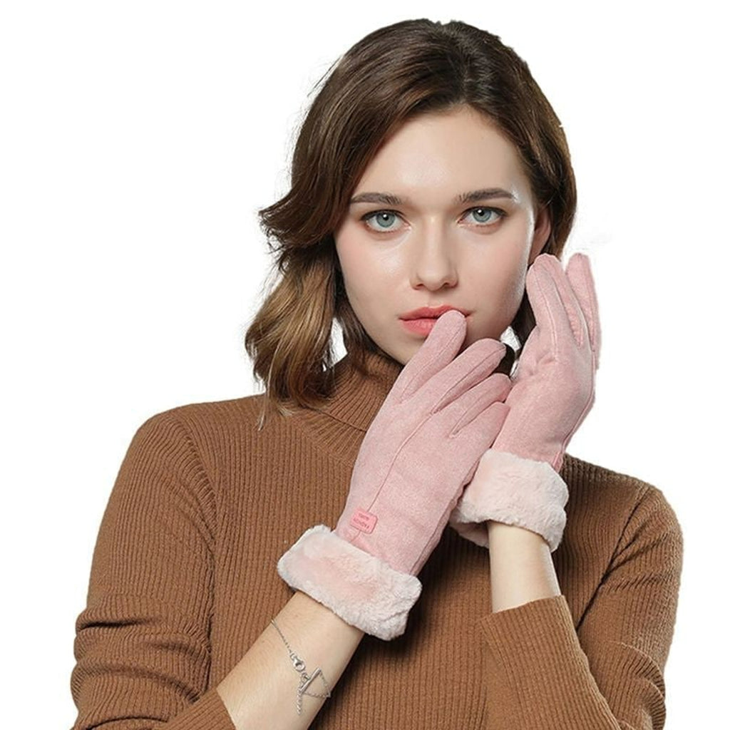 Women's Heated Gloves With Faux Fur Cuffs And Fleece Lining In A Five Finger USB Electric Winter Design - Image 6