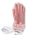 Women's Heated Gloves With Faux Fur Cuffs And Fleece Lining In A Five Finger USB Electric Winter Design - Image 1