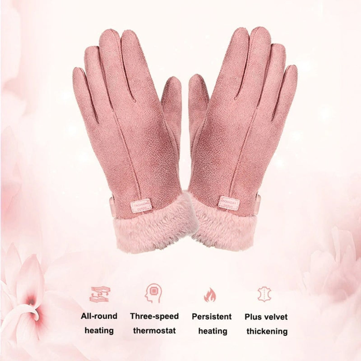 Women's Heated Gloves With Faux Fur Cuffs And Fleece Lining In A Five Finger USB Electric Winter Design - Image 8