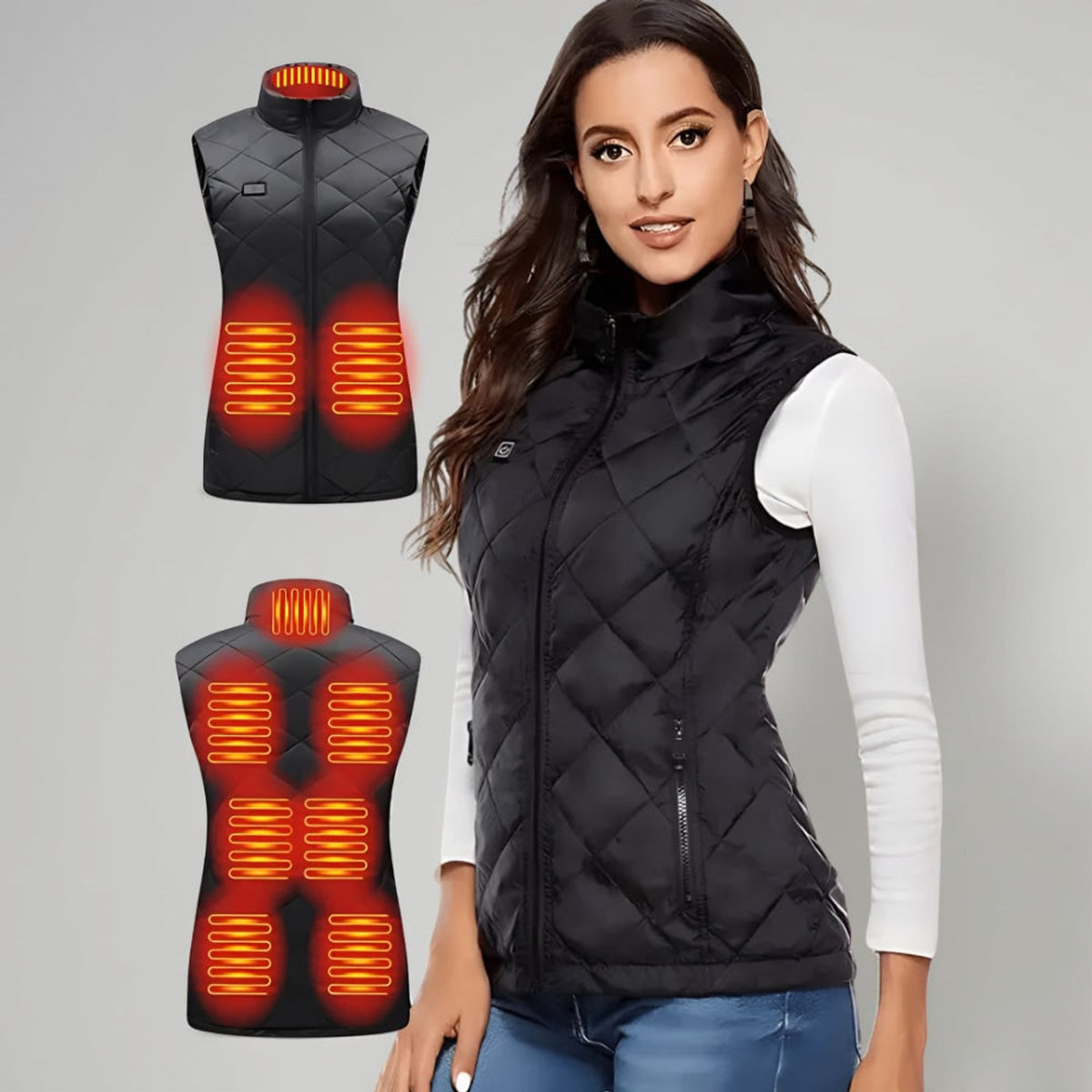 Women's Heated Vest With 9 Heating Zones And USB Power Bank Compatibility - Image 2