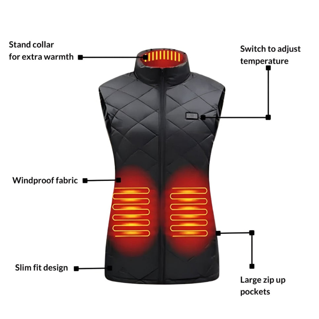Women's Heated Vest With 9 Heating Zones And USB Power Bank Compatibility - Image 9