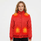 Women's Heated Winter Jacket Electric Quilted Bomber With 8 Heating Zones And Ribbed Cuffs - Image 1