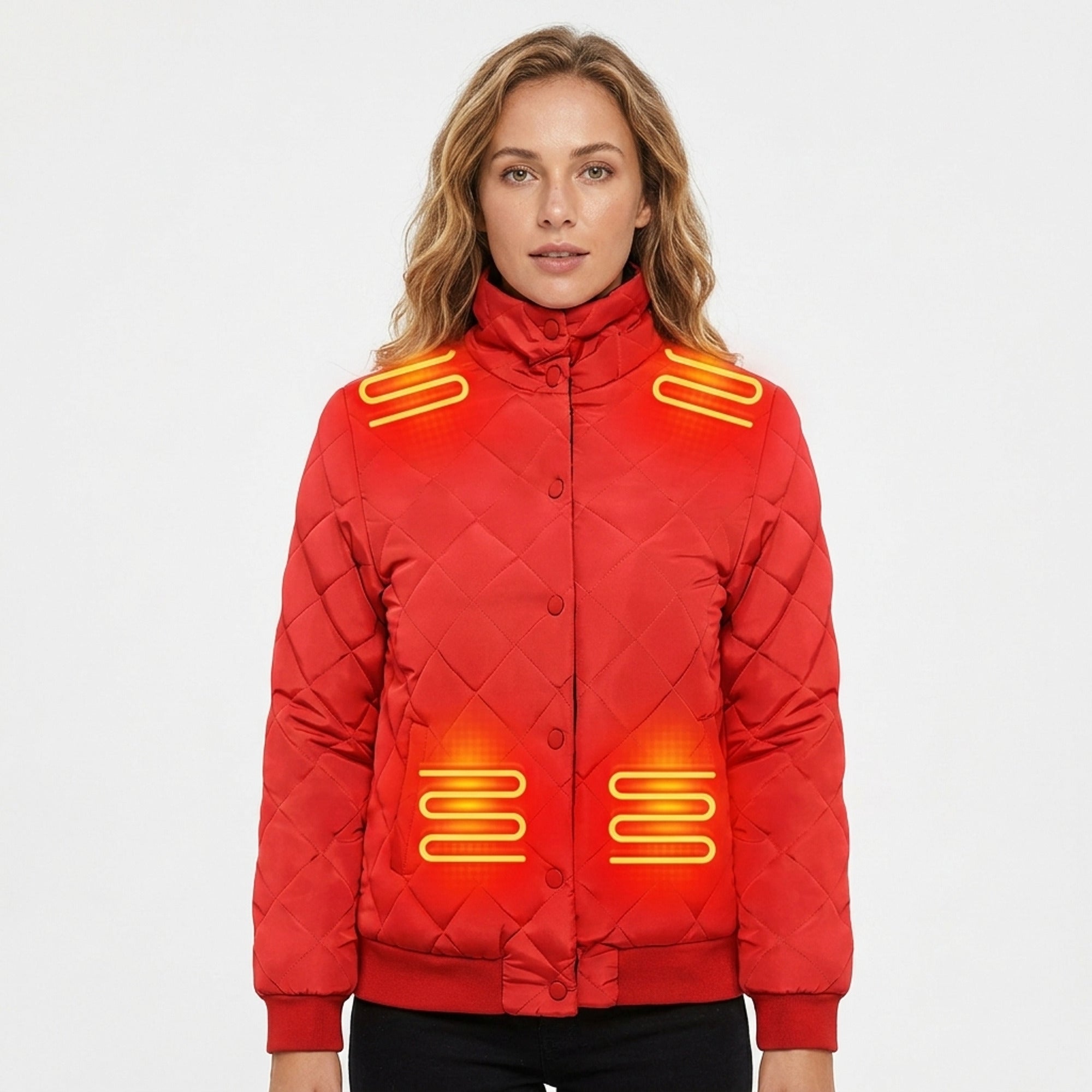 Women's Heated Winter Jacket Electric Quilted Bomber With 8 Heating Zones And Ribbed Cuffs - Image 1