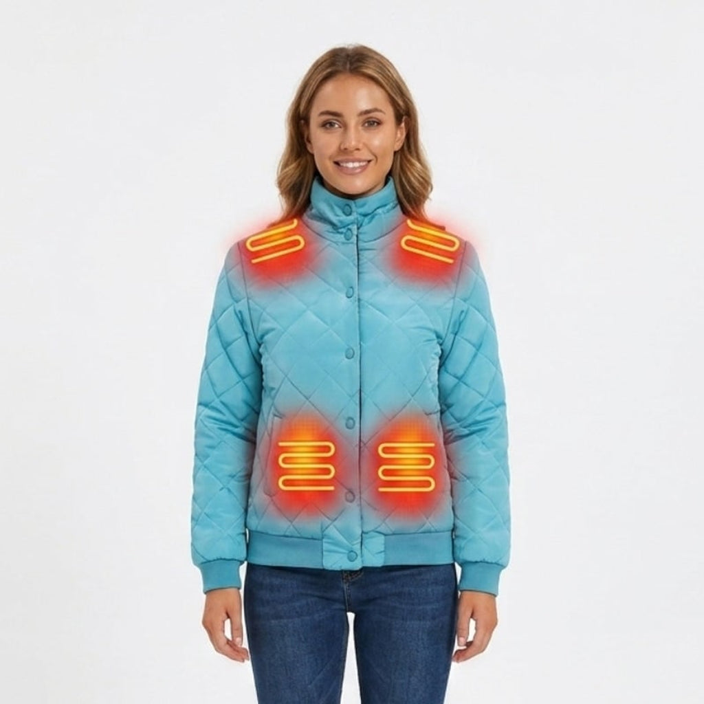 Women's Heated Winter Jacket Electric Quilted Bomber With 8 Heating Zones And Ribbed Cuffs - Image 7