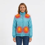 Women's Heated Winter Jacket Electric Quilted Bomber With 8 Heating Zones And Ribbed Cuffs - Image 7