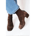 Women's Heeled Boots with Supportive Suede Ankle and Square Toe - Image 1