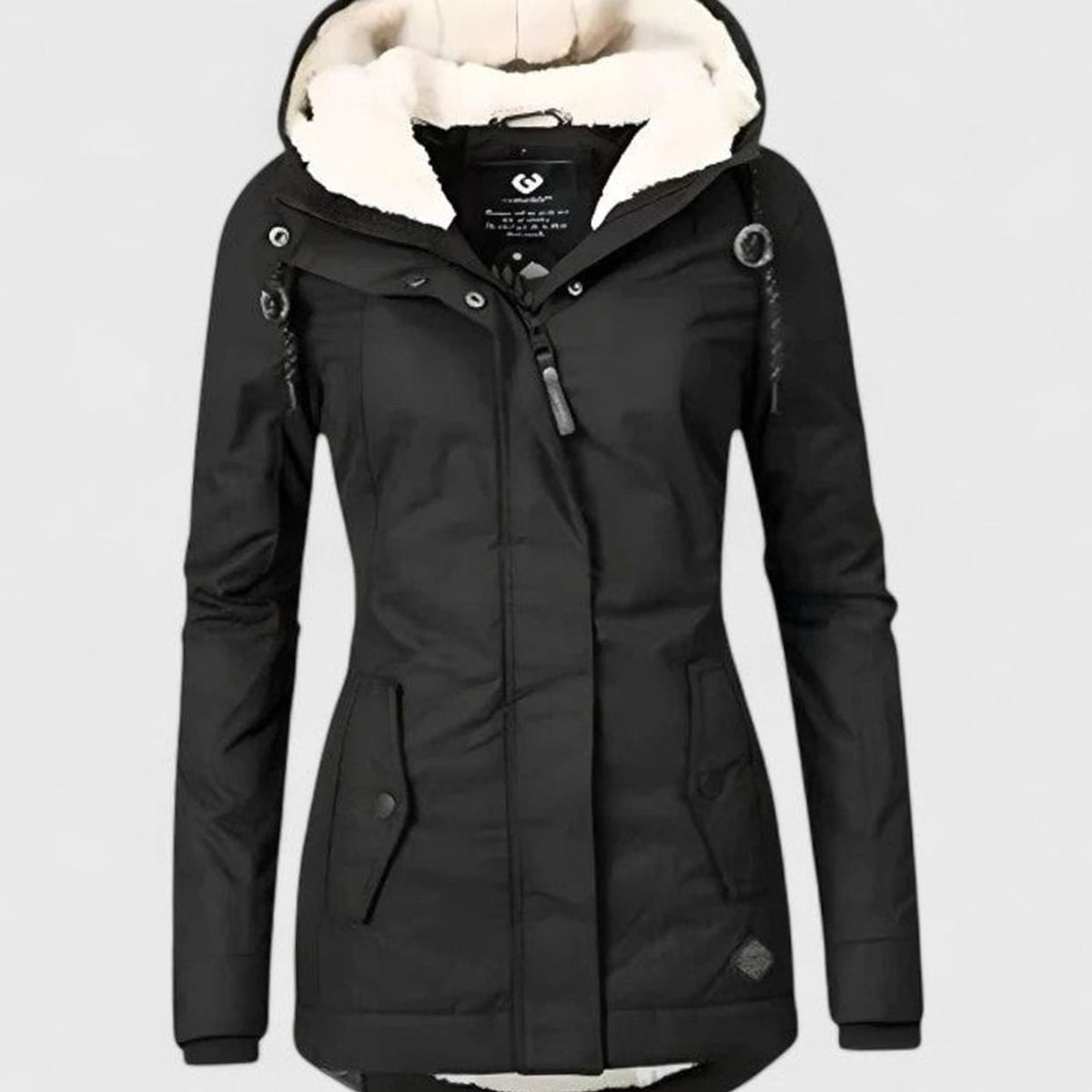 Women's Hooded Winter Coat with Fleece Lining and Zip-Up Front - Image 2