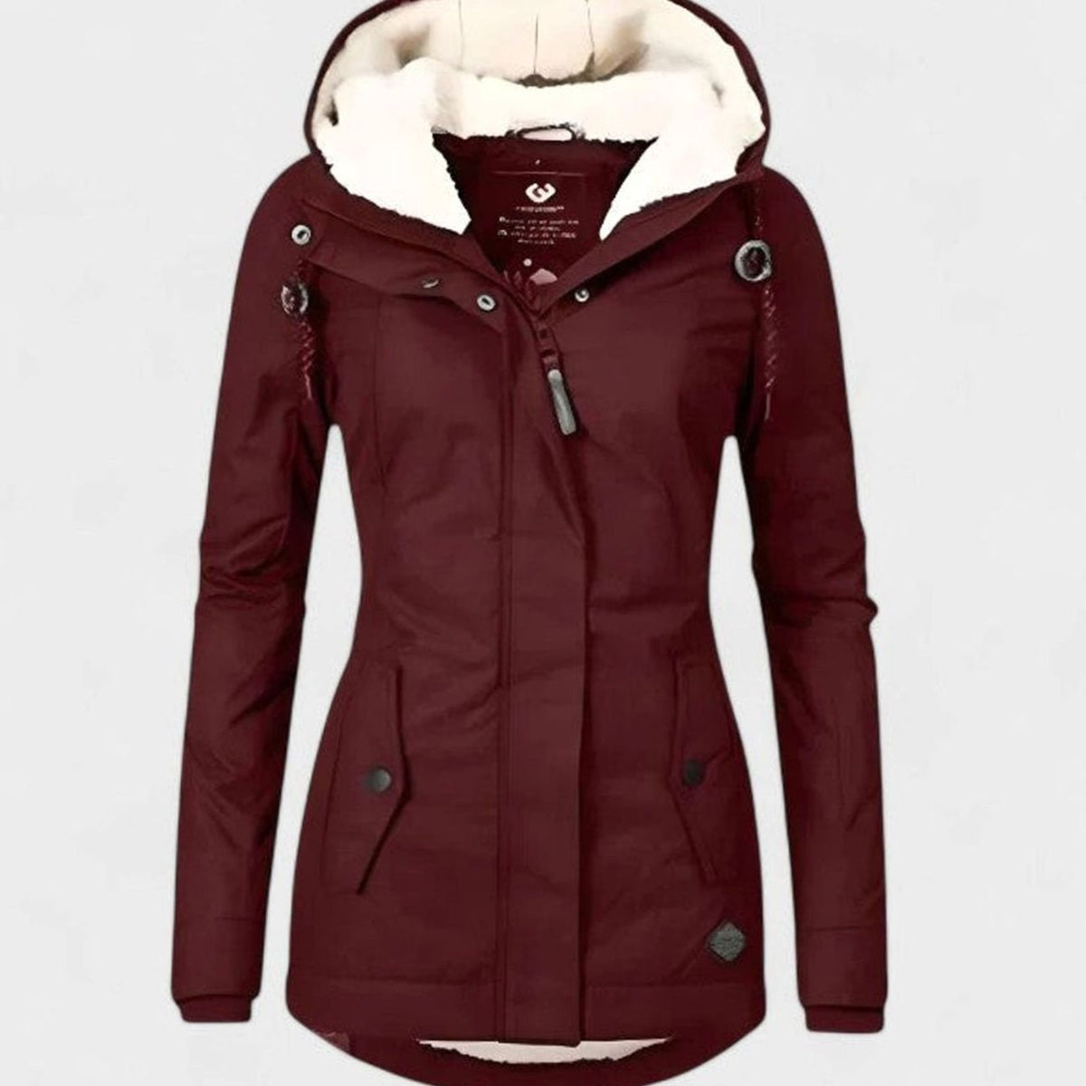 Women's Hooded Winter Coat with Fleece Lining and Zip-Up Front - Image 4