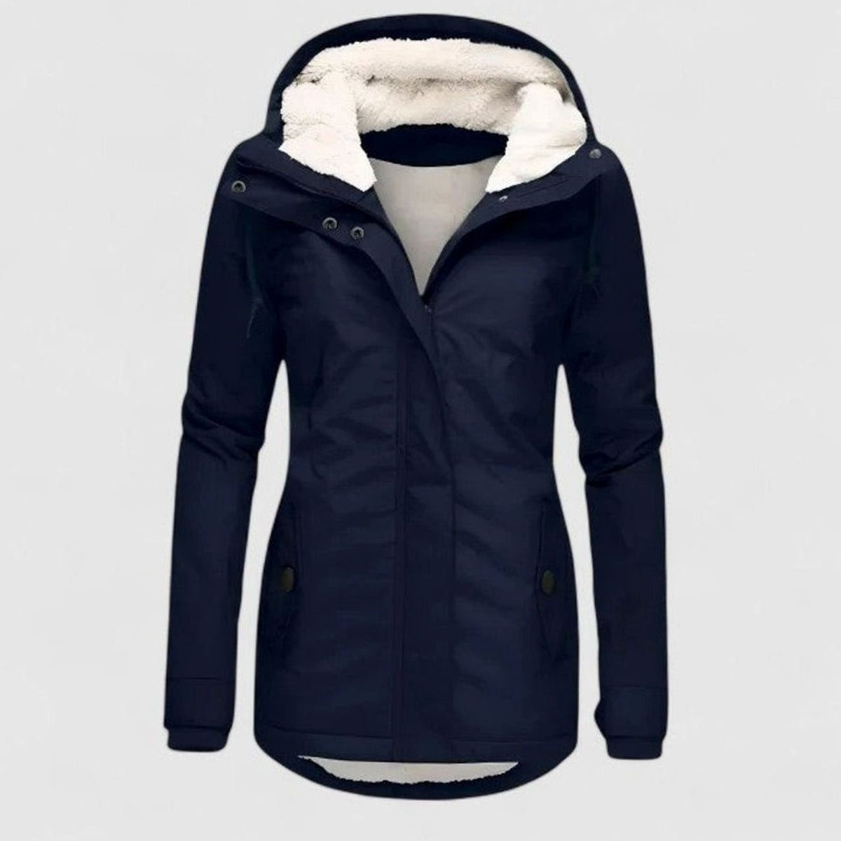 Women's Hooded Winter Coat with Fleece Lining and Zip-Up Front - Image 1