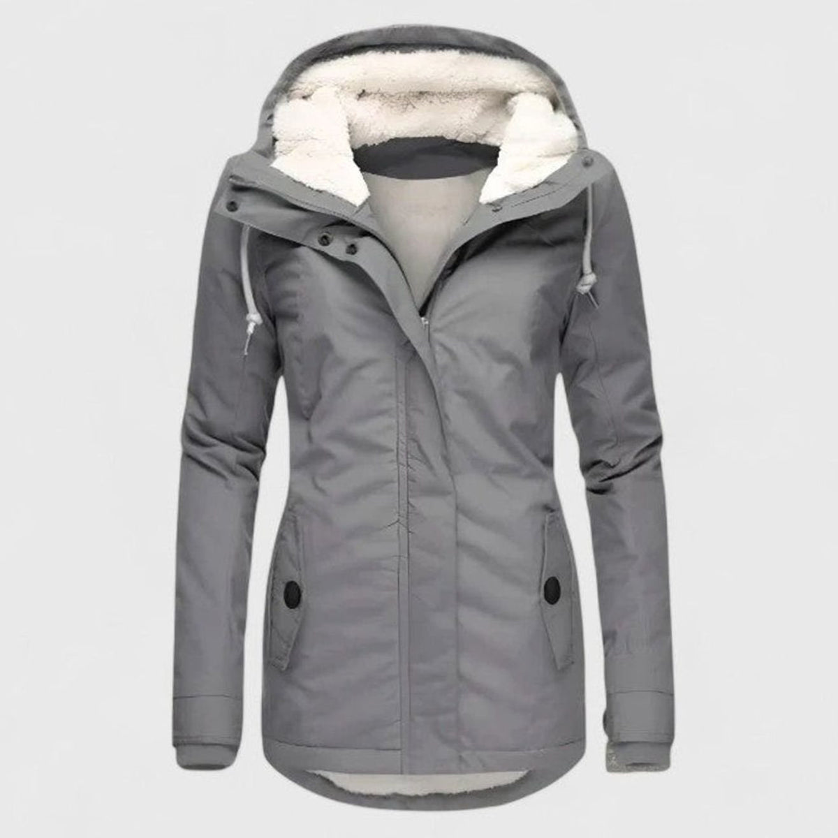 Women's Hooded Winter Coat with Fleece Lining and Zip-Up Front - Image 6