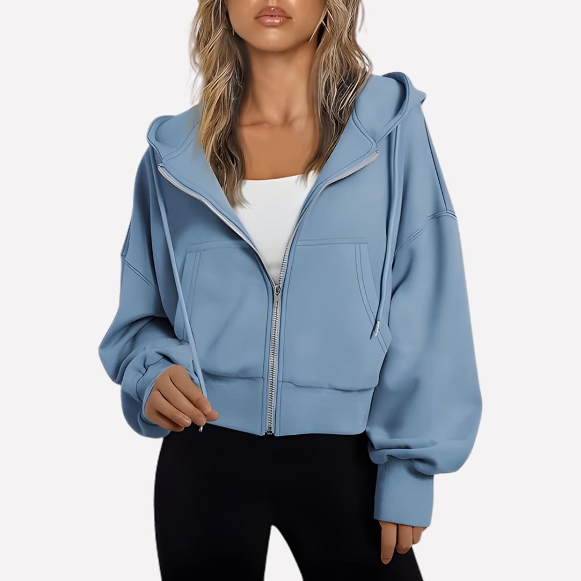 Women's Hoodie with Relaxed Zip-Up Fit and Hood - Image 10