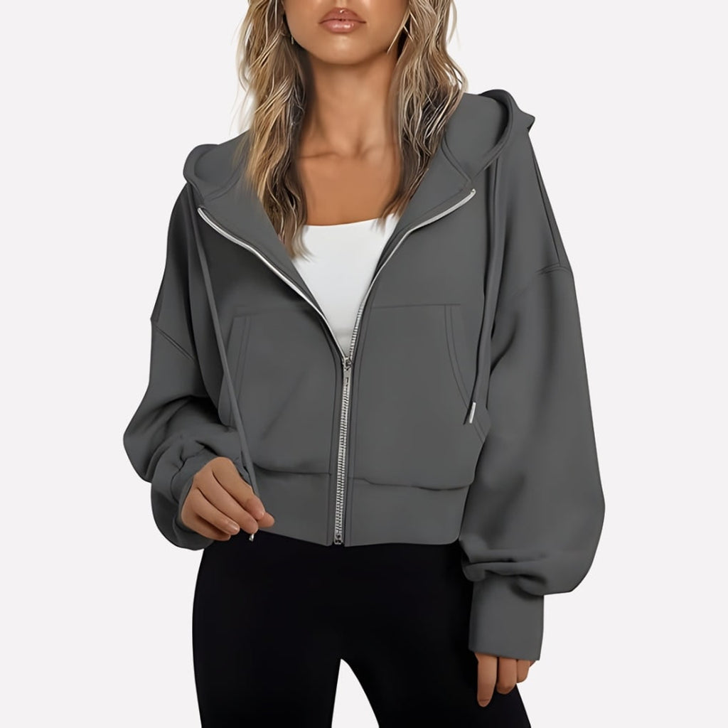 Women's Hoodie with Relaxed Zip-Up Fit and Hood - Image 2