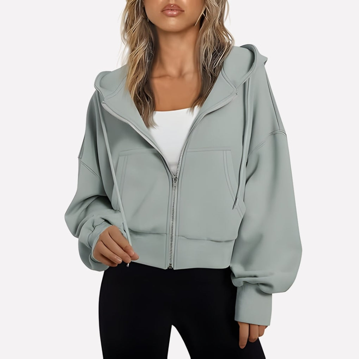Women's Hoodie with Relaxed Zip-Up Fit and Hood - Image 3