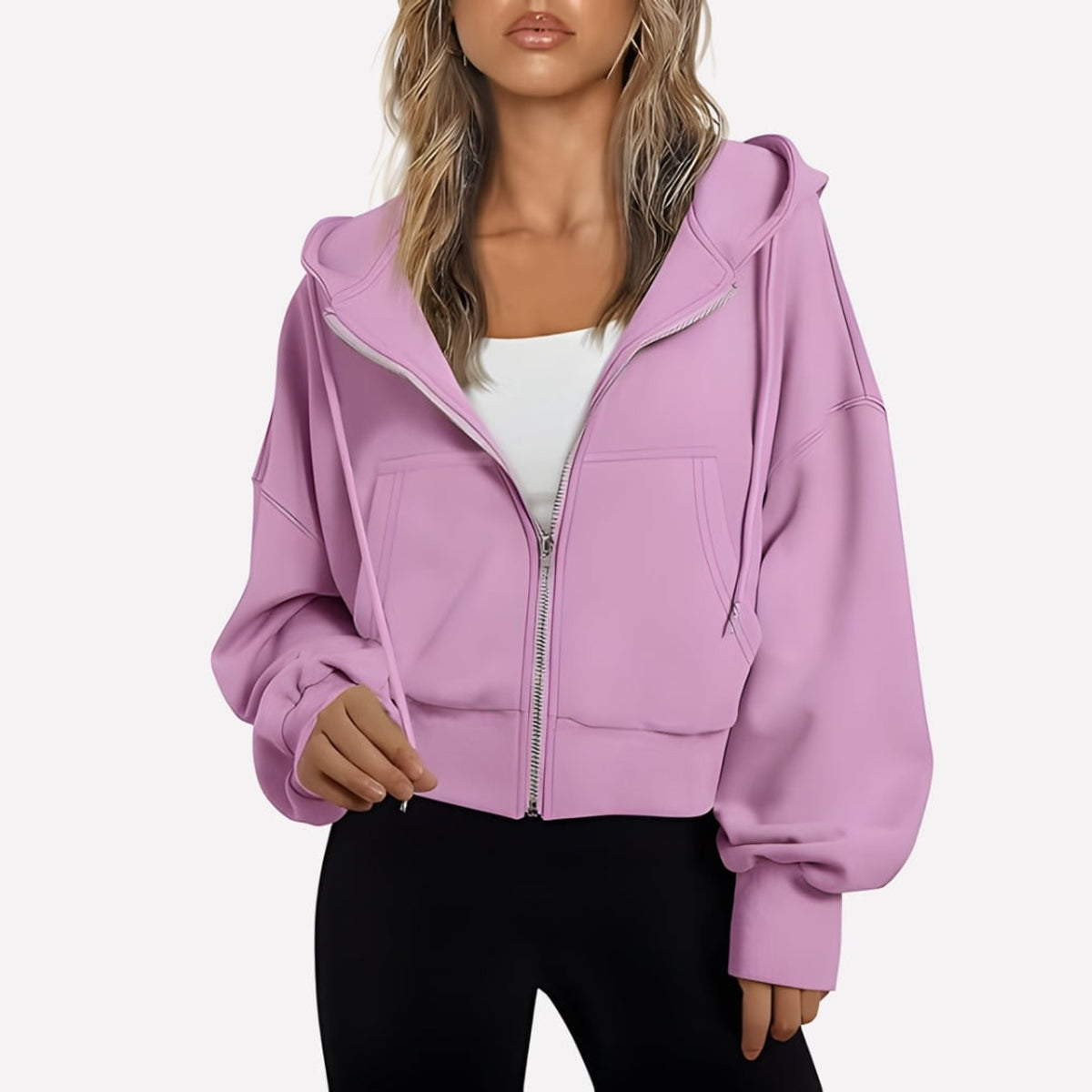 Women's Hoodie with Relaxed Zip-Up Fit and Hood - Image 4