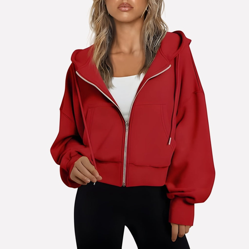 Women's Hoodie with Relaxed Zip-Up Fit and Hood - Image 5