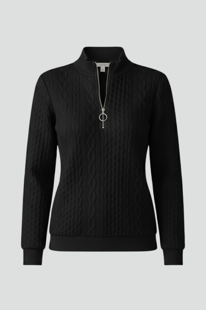 Women's Jumper with Cable Knit Zip and Long Sleeves - Image 1