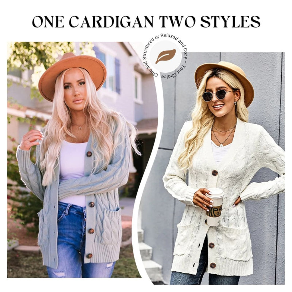 Women's Knit Sweater with Loose Fit and Round Button - Image 1