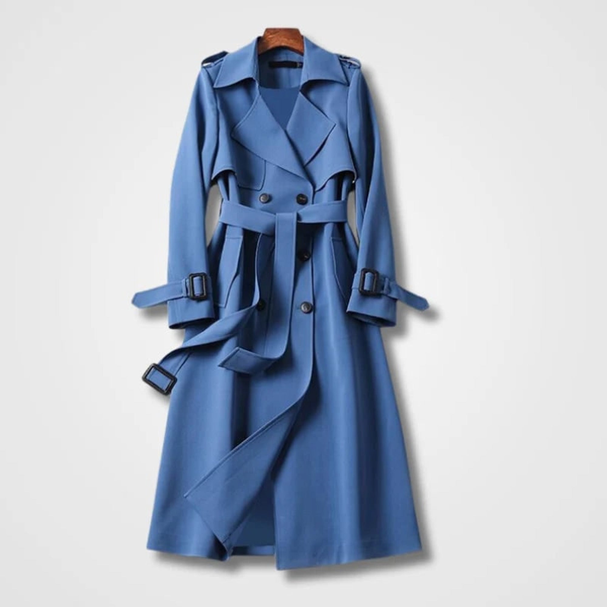 Women's Long Belted Trench Coat Double Breasted - Image 2