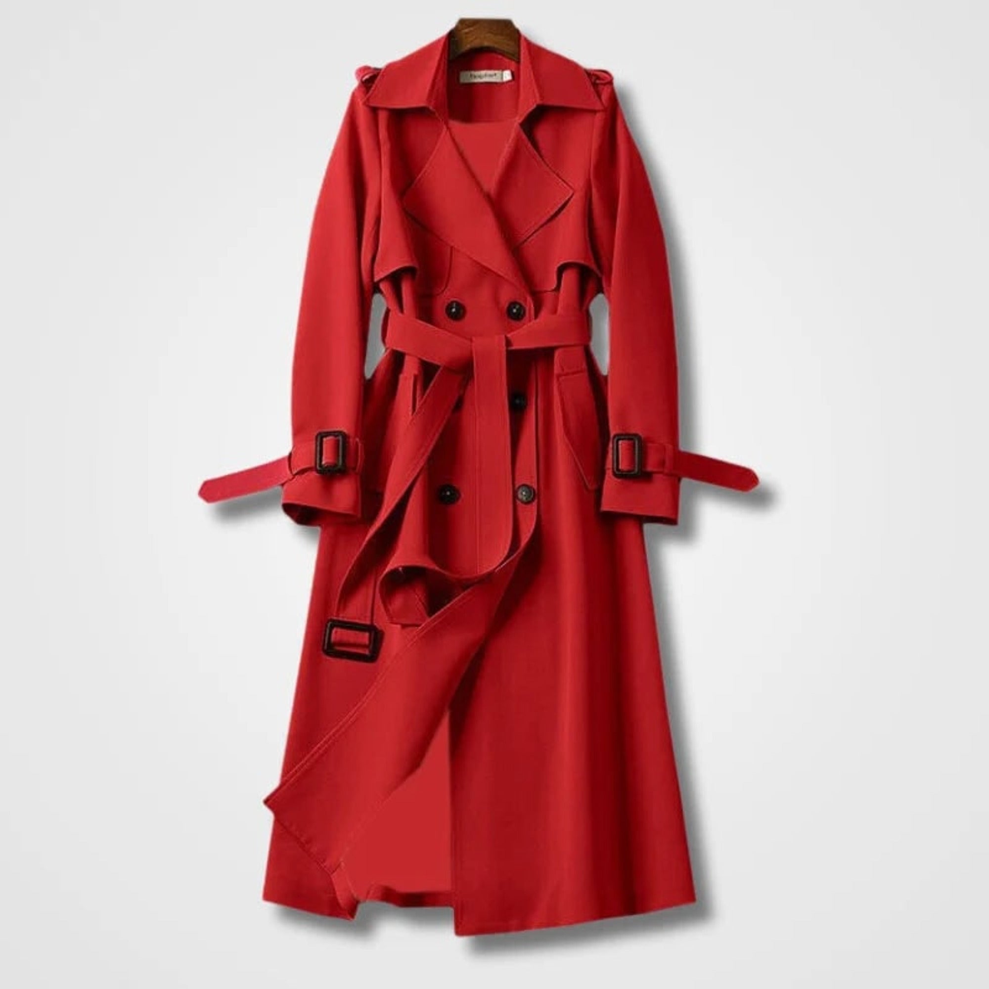 Women's Long Belted Trench Coat Double Breasted - Image 3