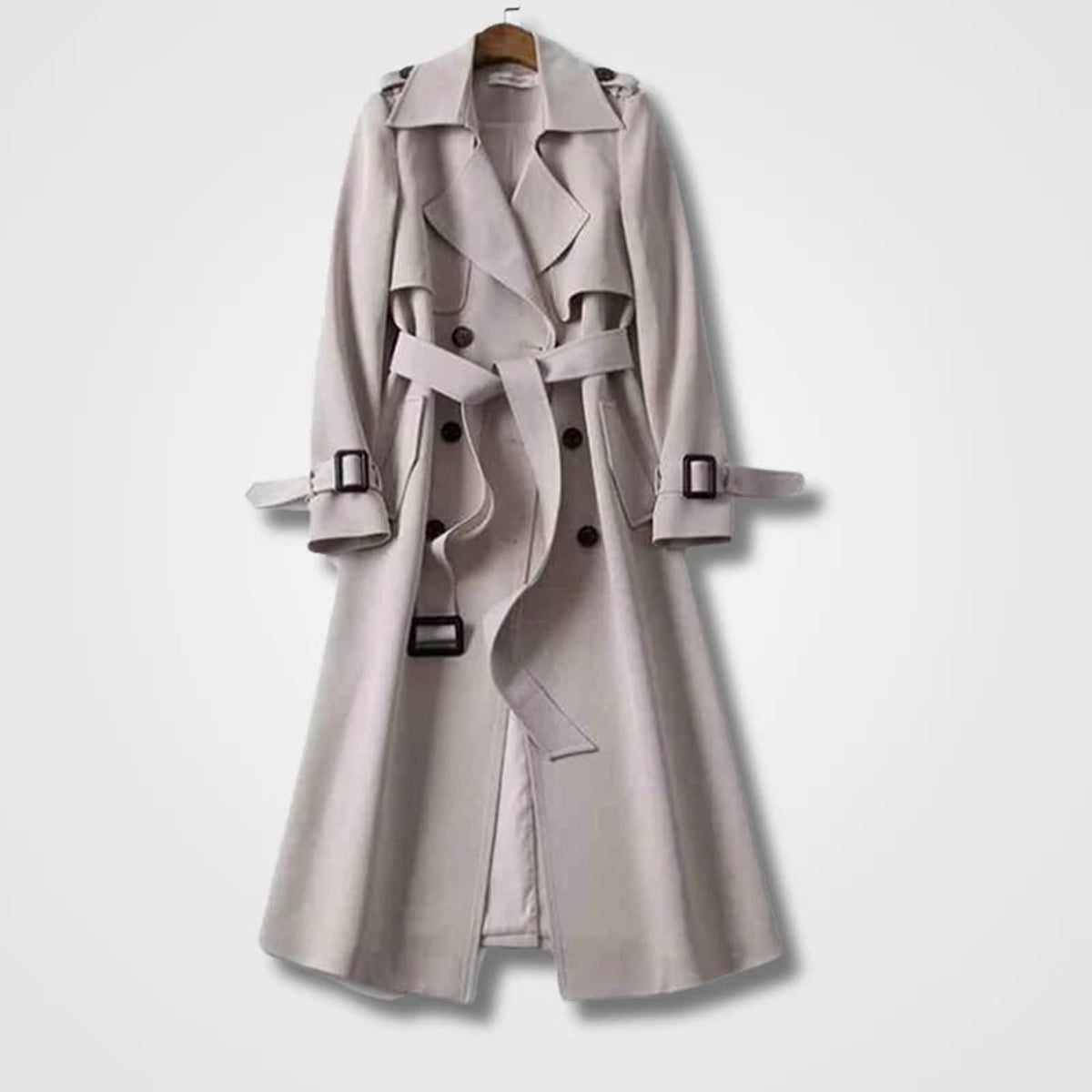 Women's Long Belted Trench Coat Double Breasted - Image 5