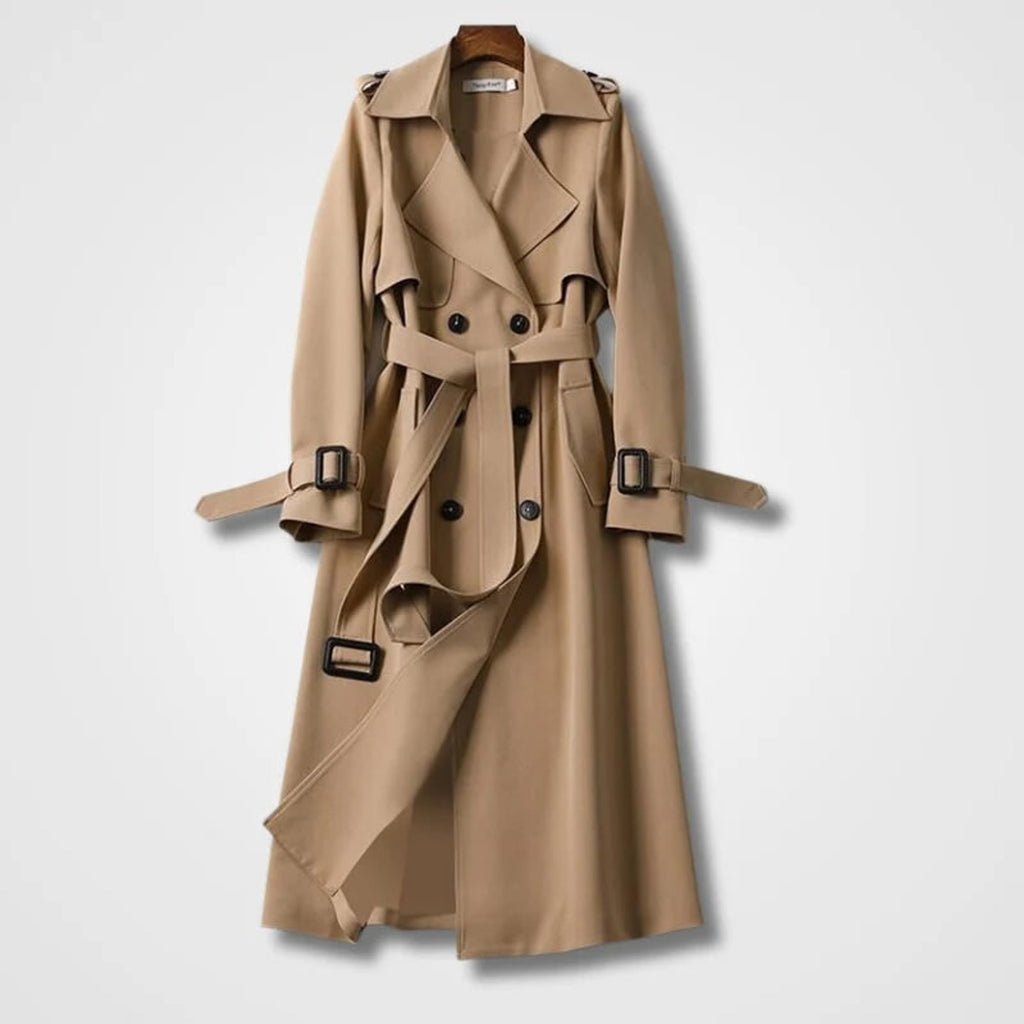 Women's Long Belted Trench Coat Double Breasted - Image 6
