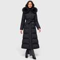 Women's Long Puffer Coat With Fur-Trimmed Hood And Quilted Padded Design For Winter - Image 1