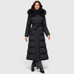 Women's Long Puffer Coat With Fur-Trimmed Hood And Quilted Padded Design For Winter - Image 1