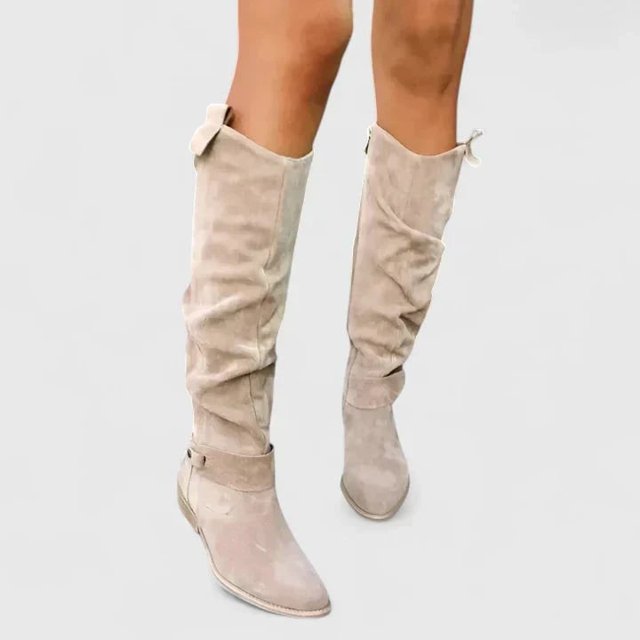 Women's Orthopedic Boots with Suede Over-The-Knee Design and Gel-Filled Sole - Image 2