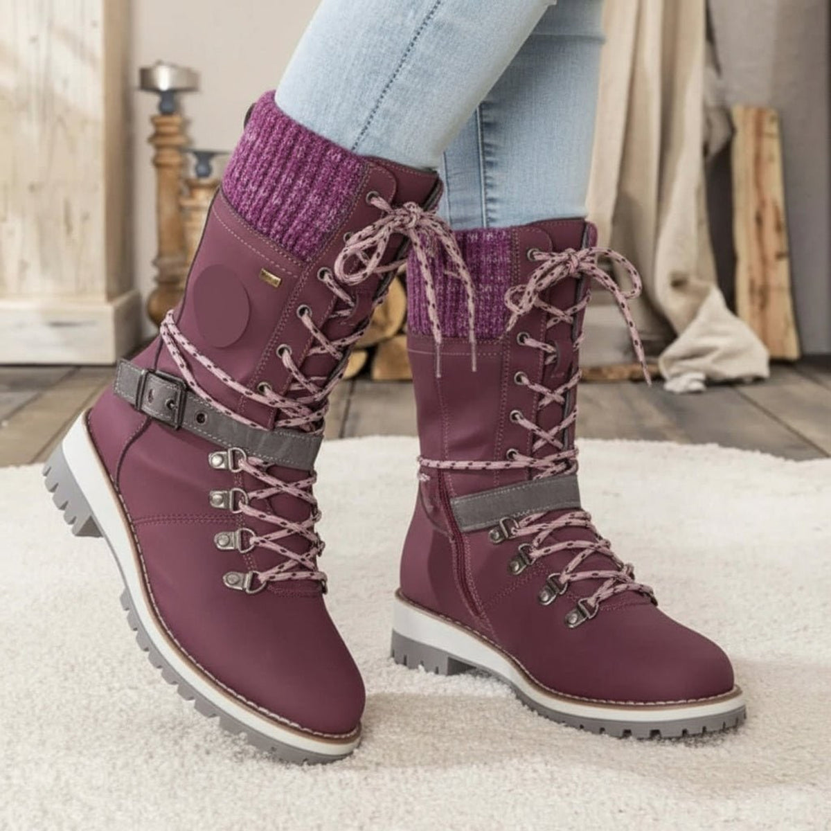 Women's Orthopedic Winter Boots with Waterproof Knee-High Design and Lace-Up - Image 8